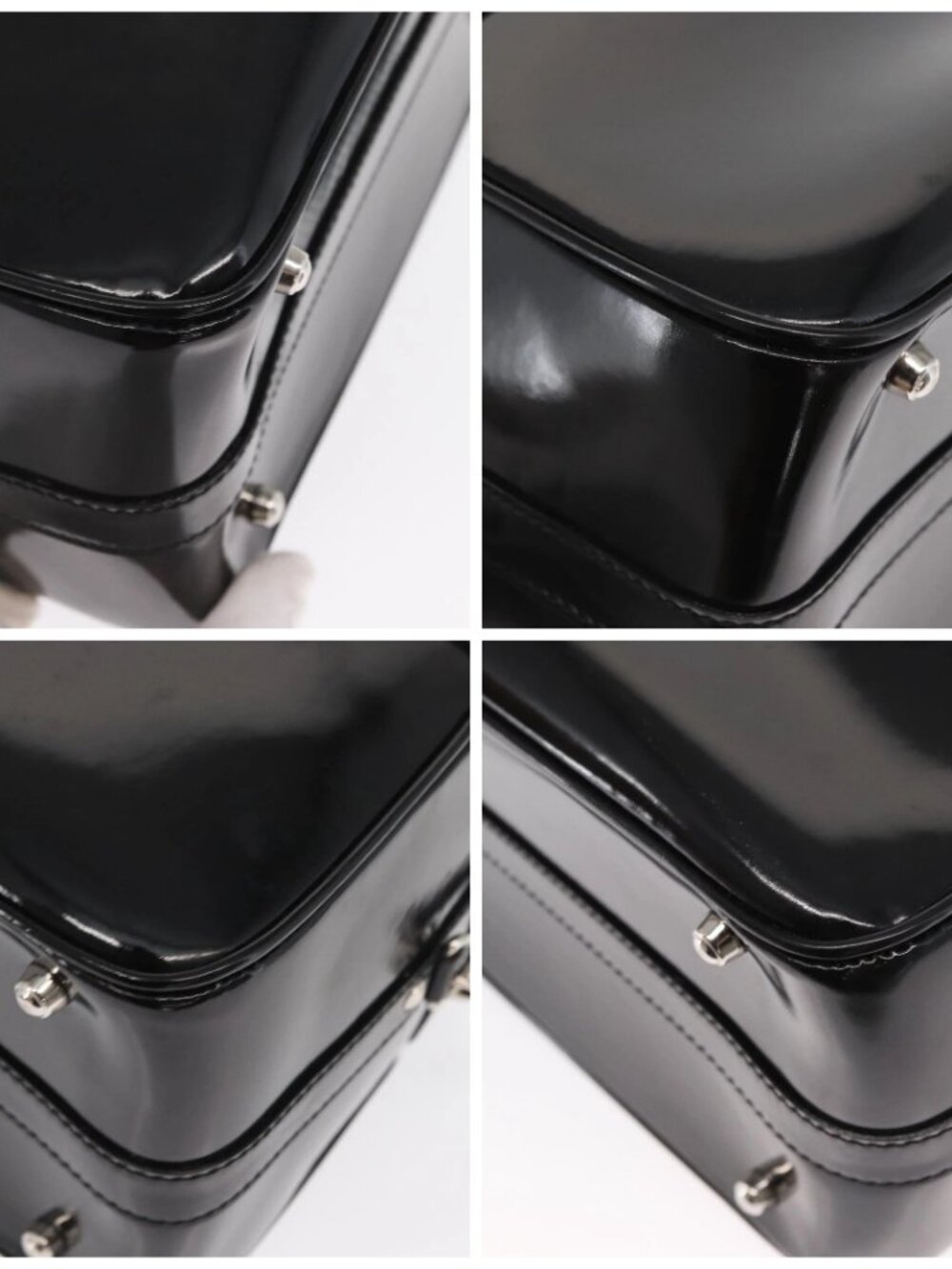 GUCCI Bamboo Vanity Hand Bag Patent 2way Black Silver 013 122 2491 Auth bs33063 - Picture 14 of 16